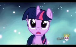 Size: 1024x640 | Tagged: safe, derpibooru import, screencap, twilight sparkle, magical mystery cure, void, youtube caption