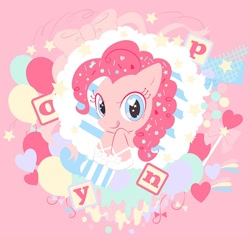 Size: 850x810 | Tagged: safe, artist:nonananana, pinkie pie, earth pony, pony, balloon, bow, bust, clothes, cute, diapinkes, heart, heart eyes, portrait, shoes, solo, starry eyes, stars, tongue out, wingding eyes