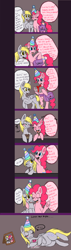 Size: 1224x4320 | Tagged: safe, artist:lamentedmusings, derpy hooves, pinkie pie, pegasus, pony, ..., birthday, comic, crying, female, happy, hat, mare, muffin, party hat, pinkie promise, present