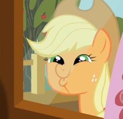 Size: 500x483 | Tagged: safe, edit, edited screencap, screencap, applejack, earth pony, pony, dashface, face swap, so awesome