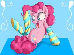 Size: 1600x1200 | Tagged: safe, pinkie pie, earth pony, pony, clothes, happy, socks, solo, striped socks