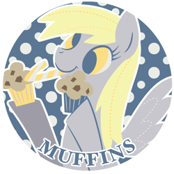 Size: 500x500 | Tagged: safe, artist:yousukou, derpy hooves, pegasus, pony, female, mare, muffin, solo