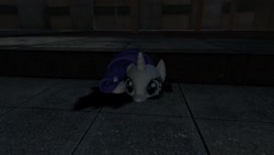 Size: 1600x900 | Tagged: safe, rarity, pony, unicorn, 3d, glitch, gmod, sidewalk, solo, wat