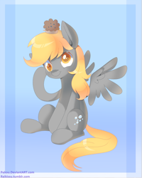 Size: 534x667 | Tagged: safe, artist:pekou, derpy hooves, pegasus, pony, female, mare, muffin, solo