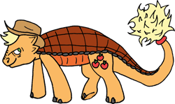 Size: 1024x609 | Tagged: safe, artist:dragon-flash, applejack, dinosaur, ankylosaurus, applesaurus, species swap