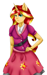 Size: 2047x3277 | Tagged: safe, artist:midfire, sunset shimmer, anthro, equestria girls, solo