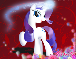 Size: 2900x2261 | Tagged: safe, artist:bludraconoid, rarity, pony, unicorn, flower, magic, solo