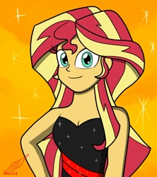 Size: 740x835 | Tagged: safe, artist:senketsushimmer, sunset shimmer, equestria girls, clothes, female, solo, two toned hair