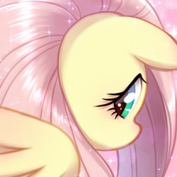 Size: 460x460 | Tagged: safe, artist:ezoisum, fluttershy, pegasus, pony, bust, cute, floppy ears, looking back, pixiv, portrait, shyabetes, solo