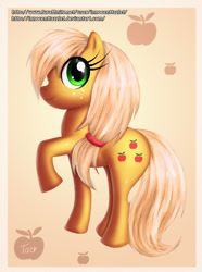 Size: 895x1200 | Tagged: safe, artist:innocenttazlet, applejack, earth pony, pony, female, mare, raised hoof, solo