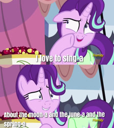 Size: 536x600 | Tagged: safe, edit, edited screencap, screencap, starlight glimmer, pony, rock solid friendship, al jolson, exploitable meme, i love to singa, meme, merrie melodies, owl jolson, starlight's confessions