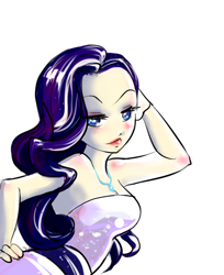 Size: 748x915 | Tagged: safe, artist:fluffy-fuzzy-ears, rarity, humanized, solo, strapless