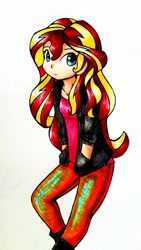 Size: 720x1280 | Tagged: safe, artist:gummigator, sunset shimmer, human, humanized, solo, traditional art