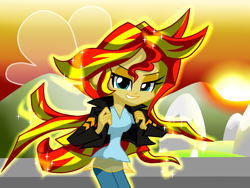 Size: 1600x1200 | Tagged: safe, artist:lovehtf421, sunset shimmer, equestria girls, grin, solo