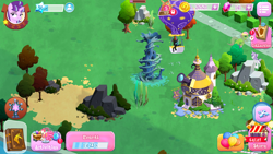 Size: 1920x1080 | Tagged: safe, fluttershy, starlight glimmer, thorax, twilight velvet, pegasus, pony, balloon, canterlot, changeling hive, game screencap, gameloft, hot air balloon, screenshots, solo