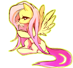 Size: 850x793 | Tagged: safe, artist:malabee, fluttershy, pegasus, pony, female, flower, mare, pink mane, yellow coat