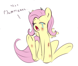 Size: 1280x1086 | Tagged: dead source, safe, artist:kryptchild, fluttershy, pegasus, pony, crying, filly, injured, solo