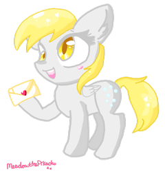 Size: 1024x1067 | Tagged: safe, artist:meadowthepikachu, derpy hooves, pegasus, pony, female, letter, mare, solo