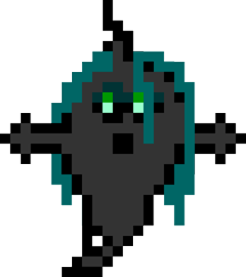 Size: 480x540 | Tagged: safe, artist:eddy original, queen chrysalis, changeling, changeling queen, ghost, female, it is a mystery, pixel art, simple background, solo, transparent background