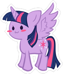 Size: 348x407 | Tagged: safe, artist:katielynn099, derpibooru import, twilight sparkle, twilight sparkle (alicorn), alicorn, pony, :3, blush sticker, blushing, simple background, solo, spread wings, transparent background