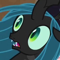 Size: 310x310 | Tagged: safe, screencap, cozy glow, queen chrysalis, changeling, changeling queen, pegasus, pony, frenemies (episode), cropped, female, solo