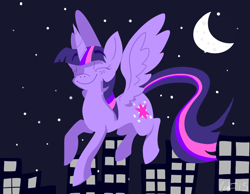 Size: 900x700 | Tagged: safe, artist:anodoria, derpibooru import, twilight sparkle, twilight sparkle (alicorn), alicorn, pony, female, flying, mare, night