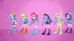 Size: 1280x720 | Tagged: safe, derpibooru import, screencap, applejack, fluttershy, pinkie pie, rainbow dash, rarity, twilight sparkle, twilight sparkle (alicorn), alicorn, equestria girls, equestria girls (movie), helping twilight win the crown, mane six, wondercolts