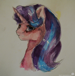 Size: 1024x1037 | Tagged: safe, artist:11-shadow, starlight glimmer, pony, unicorn, solo, traditional art, watercolor painting