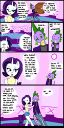 Size: 4000x8000 | Tagged: safe, artist:wickedsilly, rarity, spike, anthro, clothes, comic, female, male, shipping, shorts, sparity, stormed in, straight