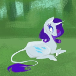 Size: 1044x1044 | Tagged: safe, artist:egriz, rarity, classical unicorn, pony, unicorn, leonine tail, solo