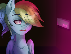 Size: 2200x1692 | Tagged: safe, artist:misskitkat2002, derpibooru import, rainbow dash, pegasus, pony, bust, portrait, solo