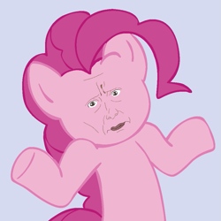 Size: 945x945 | Tagged: safe, edit, pinkie pie, earth pony, pony, michael rosen, solo, wat