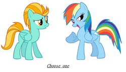 Size: 2800x1604 | Tagged: safe, derpibooru import, lightning dust, rainbow dash, pegasus, pony, female, looking at you, mare