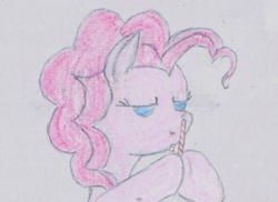 Size: 1193x870 | Tagged: safe, artist:limeylassen, pinkie pie, earth pony, pony, candy cane, solo, traditional art, youtube