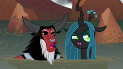 Size: 1920x1080 | Tagged: safe, screencap, lord tirek, queen chrysalis, changeling, changeling queen, frenemies (episode), female