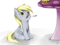 Size: 3779x2834 | Tagged: safe, artist:jenyeongi, derpy hooves, pegasus, pony, cute, derpabetes, female, mare, muffin, solo