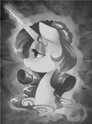 Size: 800x1067 | Tagged: dead source, safe, artist:loyaldis, rarity, pony, unicorn, bust, monochrome, portrait, profile, solo