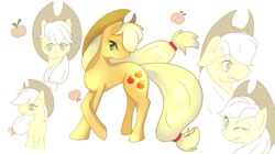 Size: 960x538 | Tagged: safe, artist:zuu, artist:ずう, applejack, earth pony, pony, crossed hooves, pixiv, solo