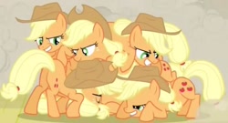 Size: 697x376 | Tagged: safe, screencap, applejack, changeling, earth pony, pony, a canterlot wedding, female, mare