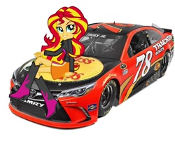 Size: 1200x1011 | Tagged: safe, sunset shimmer, equestria girls, martin truex jr, nascar, nascar sprint cup, simple background, solo, toyota camry