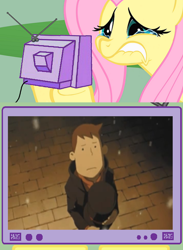 Size: 1688x2308 | Tagged: safe, fluttershy, pegasus, pony, exploitable meme, fluttercry, hershel layton, obligatory pony, professor layton, tv meme