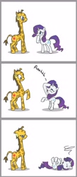 Size: 2100x4800 | Tagged: safe, artist:yikomega, rarity, oc, giraffe, pony, unicorn, comic, faint, marshmelodrama