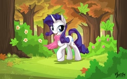 Size: 2560x1600 | Tagged: safe, artist:mysticalpha, rarity, pony, unicorn, clothes, forest, scarf, solo, wallpaper