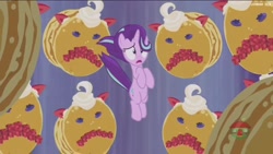 Size: 1920x1080 | Tagged: safe, screencap, starlight glimmer, pony, a royal problem, food, frown, nightmare, nightmare fuel, pancakes