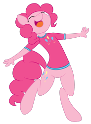 Size: 1400x1900 | Tagged: safe, artist:ikyukyu, pinkie pie, anthro, bottomless, clothes, shirt, simple background, solo, transparent background, vector