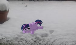 Size: 1539x916 | Tagged: safe, artist:lukaa96, derpibooru import, twilight sparkle, fluffy, ponies in real life, snow