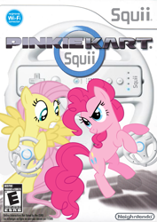 Size: 707x1000 | Tagged: safe, artist:nickyv917, fluttershy, pinkie pie, earth pony, pegasus, pony, box art, mario kart wii, parody, wii