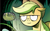 Size: 1169x732 | Tagged: safe, applejack, earth pony, pony, apple, exploitable meme, forced meme, inverted mouth, meme, smiling, thinking applejack meme, thought bubble