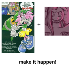 Size: 910x842 | Tagged: safe, pinkie pie, earth pony, pony, anti-amy, archie comics, exploitable meme, insanity, make it happen, meme, pinkamena diane pie, rosy the rascal, sonic the hedgehog (series)