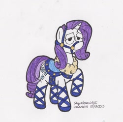 Size: 1280x1268 | Tagged: safe, artist:skywalkergirl666, rarity, pony, unicorn, bridle, saddle, solo, traditional art